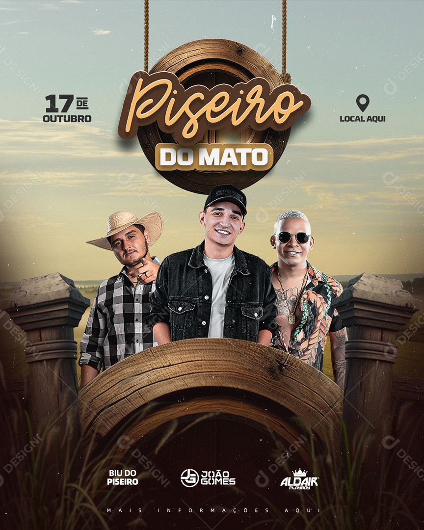 Flyer Piseiro do Mato Biu do Piseiro João Gomes Aldair Playboy Social Media PSD Editável