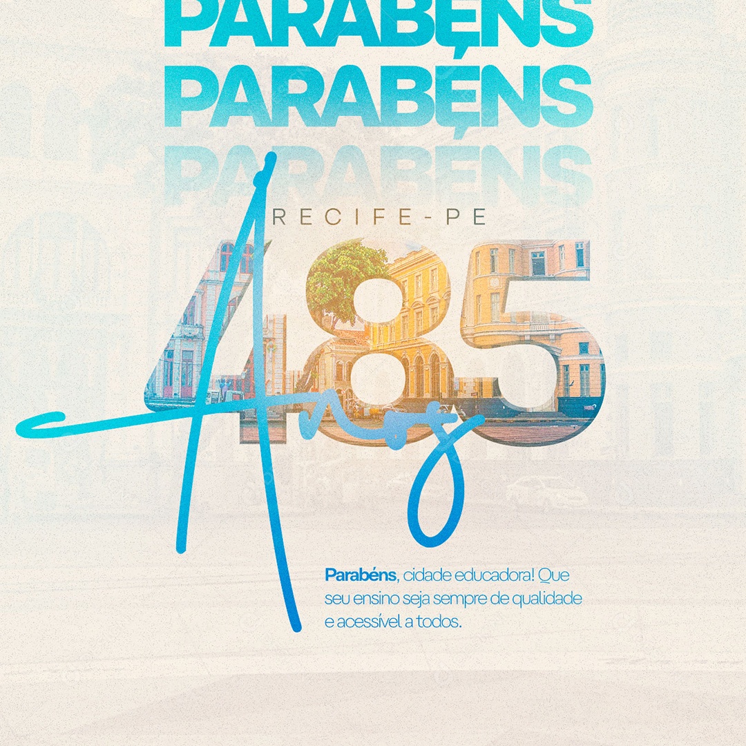 Parabéns Recife Pelos Seus 485 Anos Social Media PSD Editável