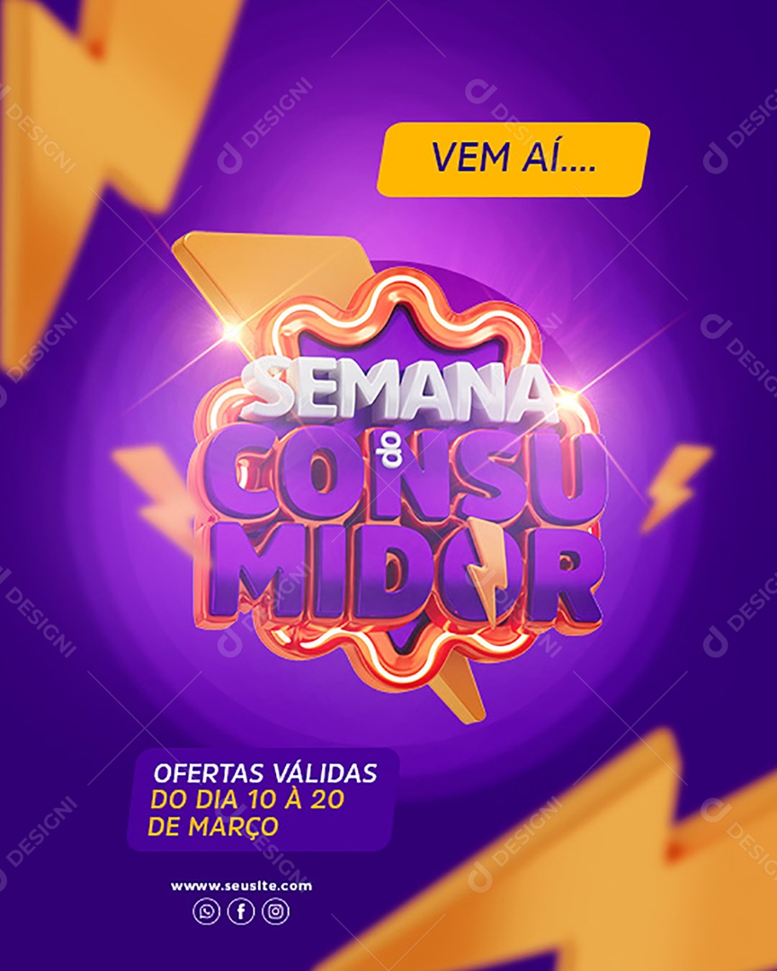 Semana do Consumidor Ofertas Válidas do Dia 1 a 20 de Março Social Media PSD Editável