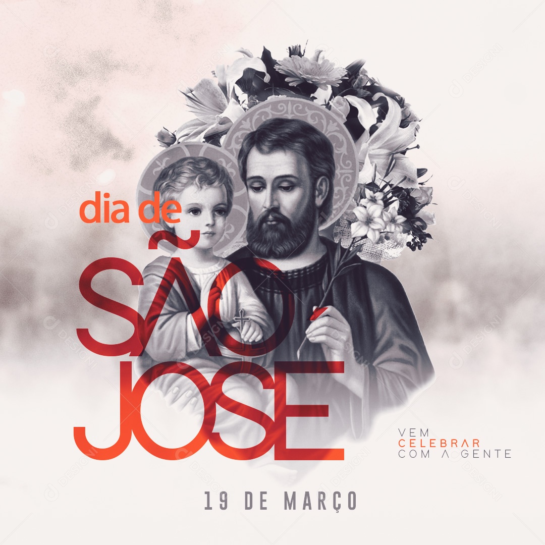 Dia de São José 19 de Março Vem Celebrar Com a Gente Social Media PSD Editável