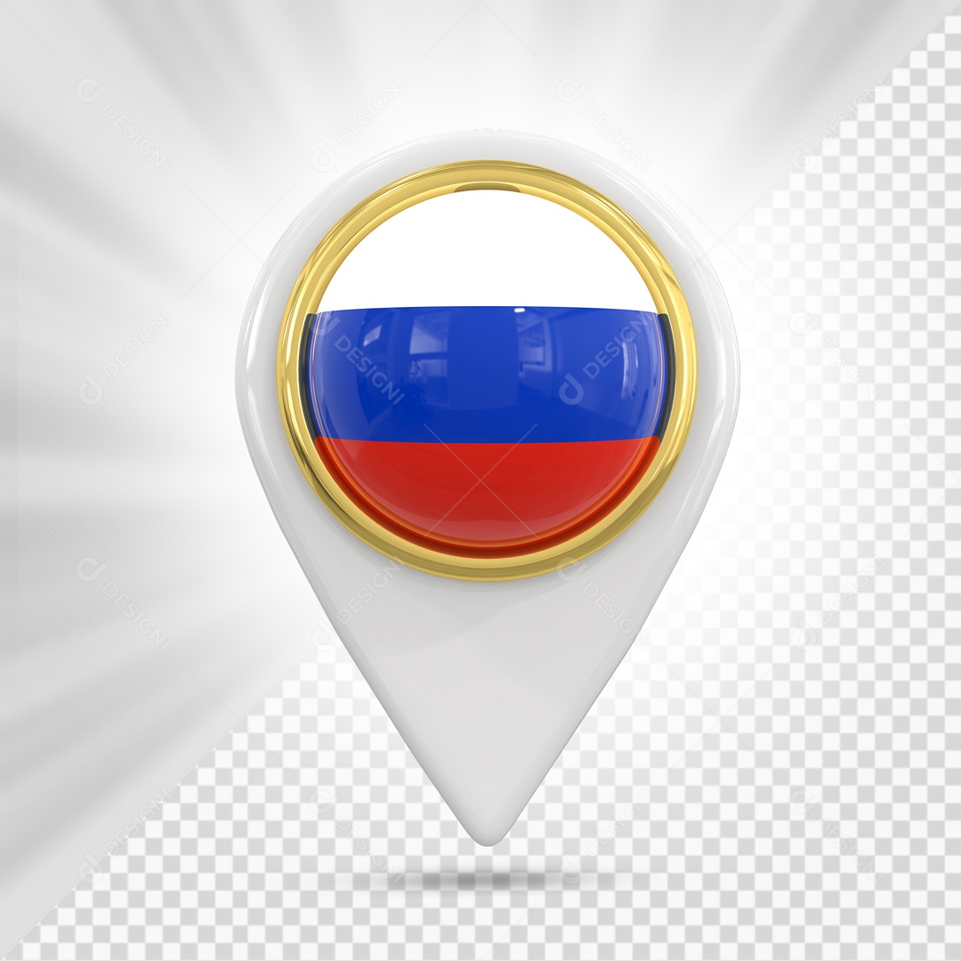 Pin De Localização Branco Com Bandeira De Rússia Elemento 3D PSD