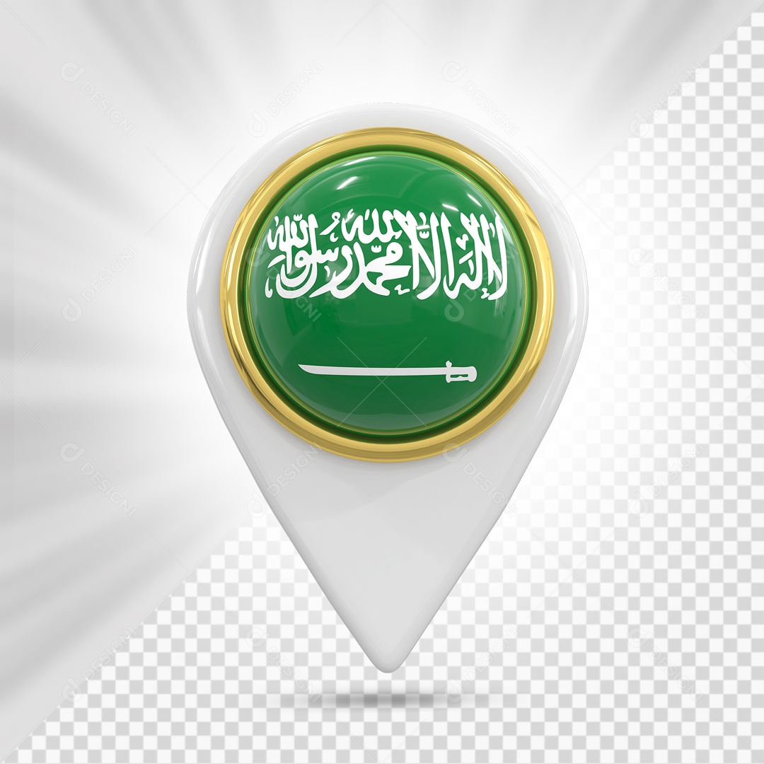 Pin De Localização Branco Com Bandeira De Arábia Saudita Elemento 3D PSD