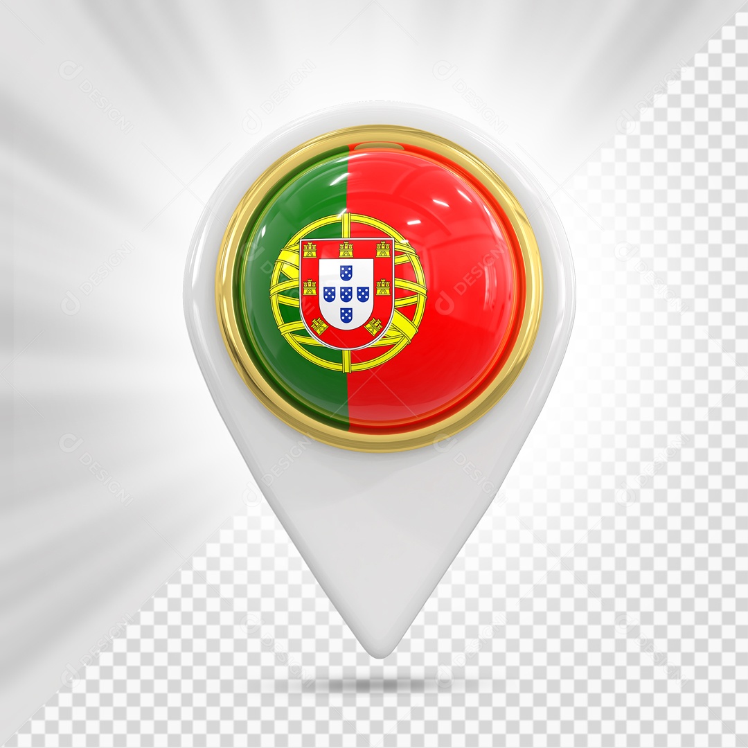 Pin De Localização Branco Com Bandeira De Portugal Elemento 3D PSD