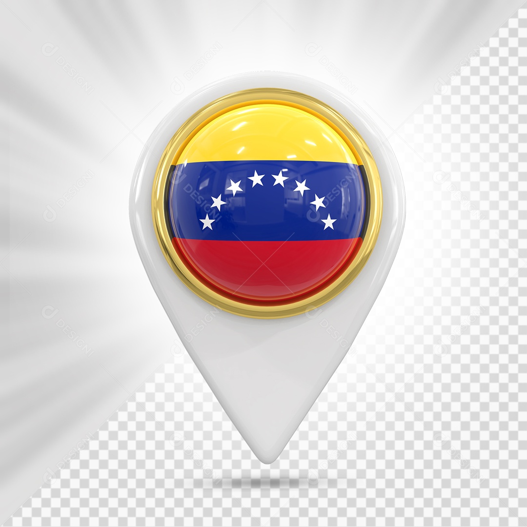 Pin De Localização Branco Com Bandeira De Venezuela Elemento 3D PSD
