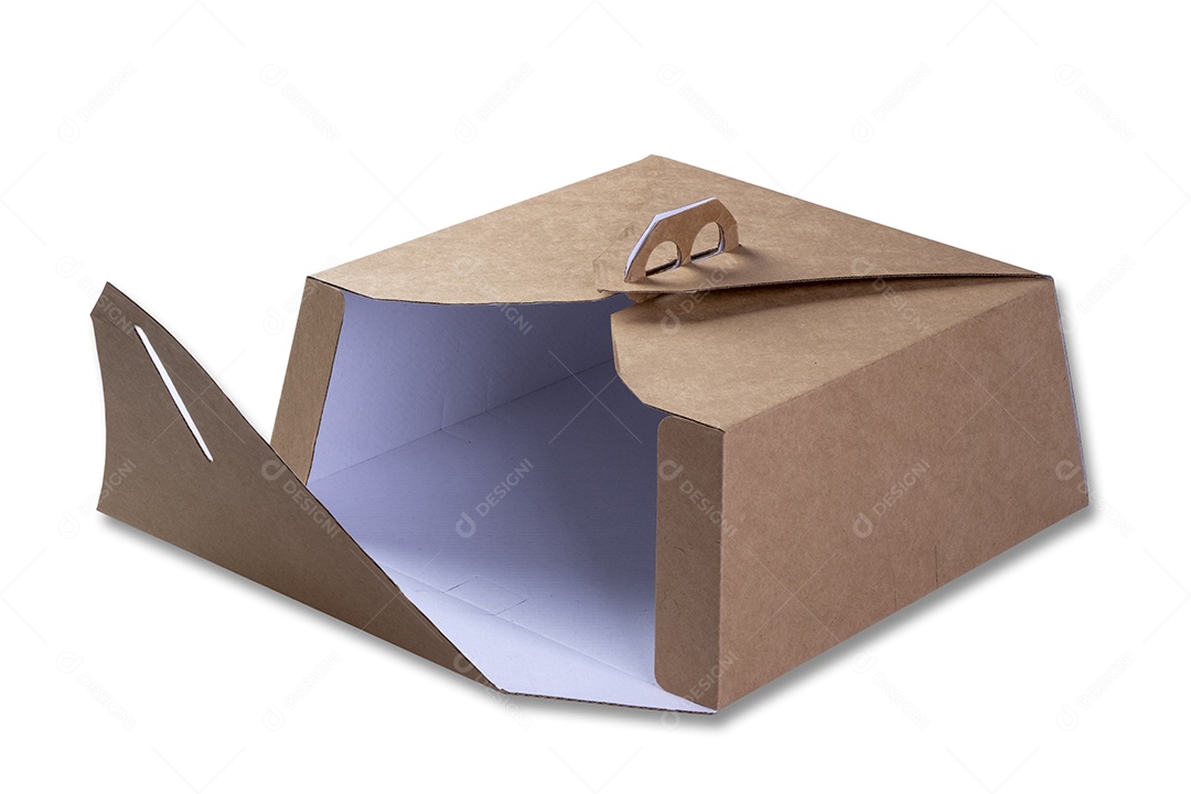 Embalagens de papelão usadas para transportar bolos - fundo branco