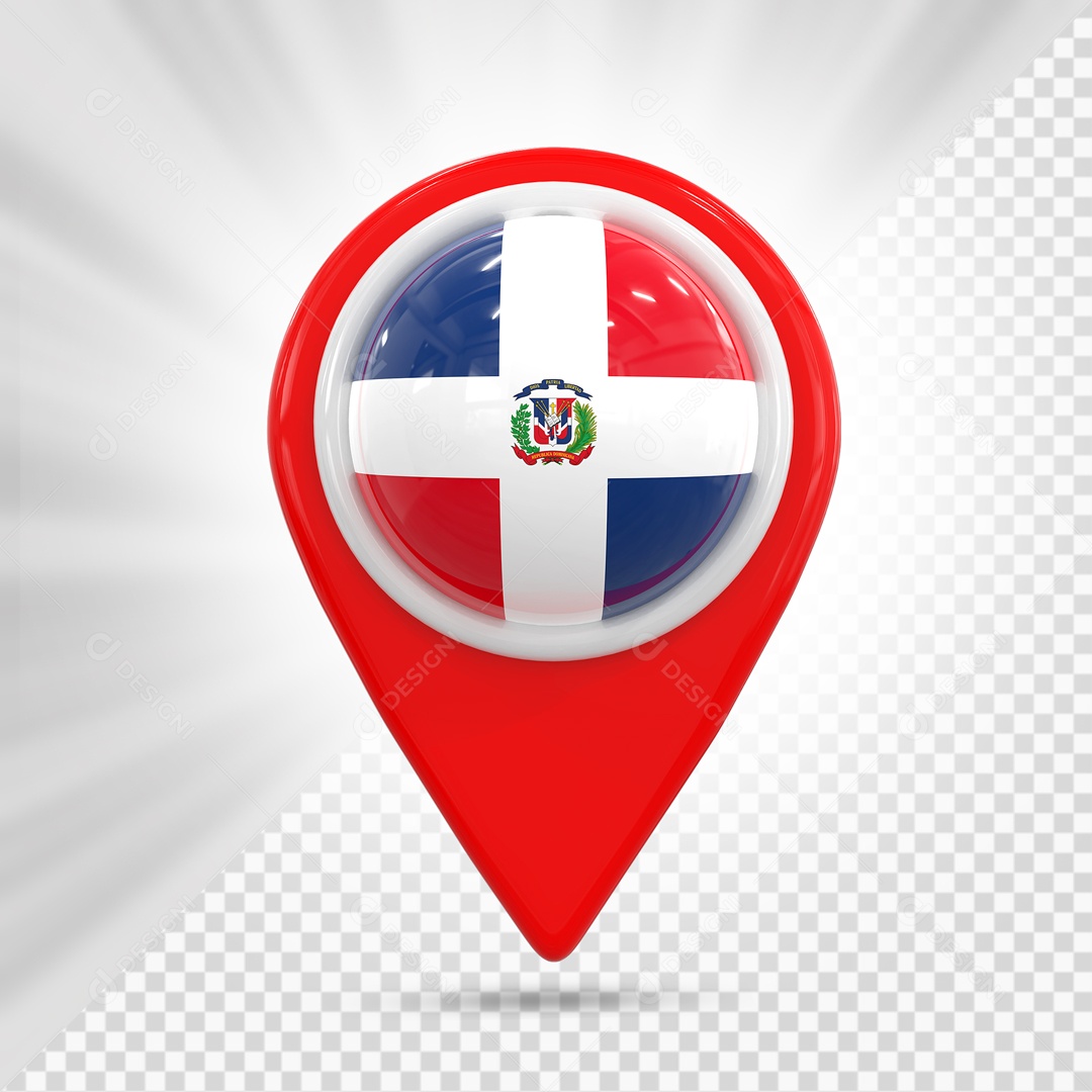 Pin De Localização Vermelho Com Bandeira De República Dominicana Elemento 3D PSD