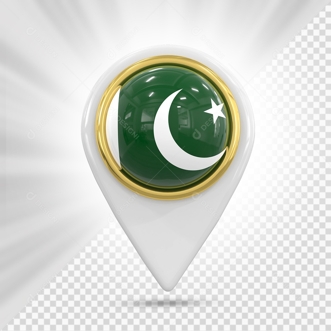 Pin De Localização Branco Com Bandeira Da Paquistão Elemento 3D PSD