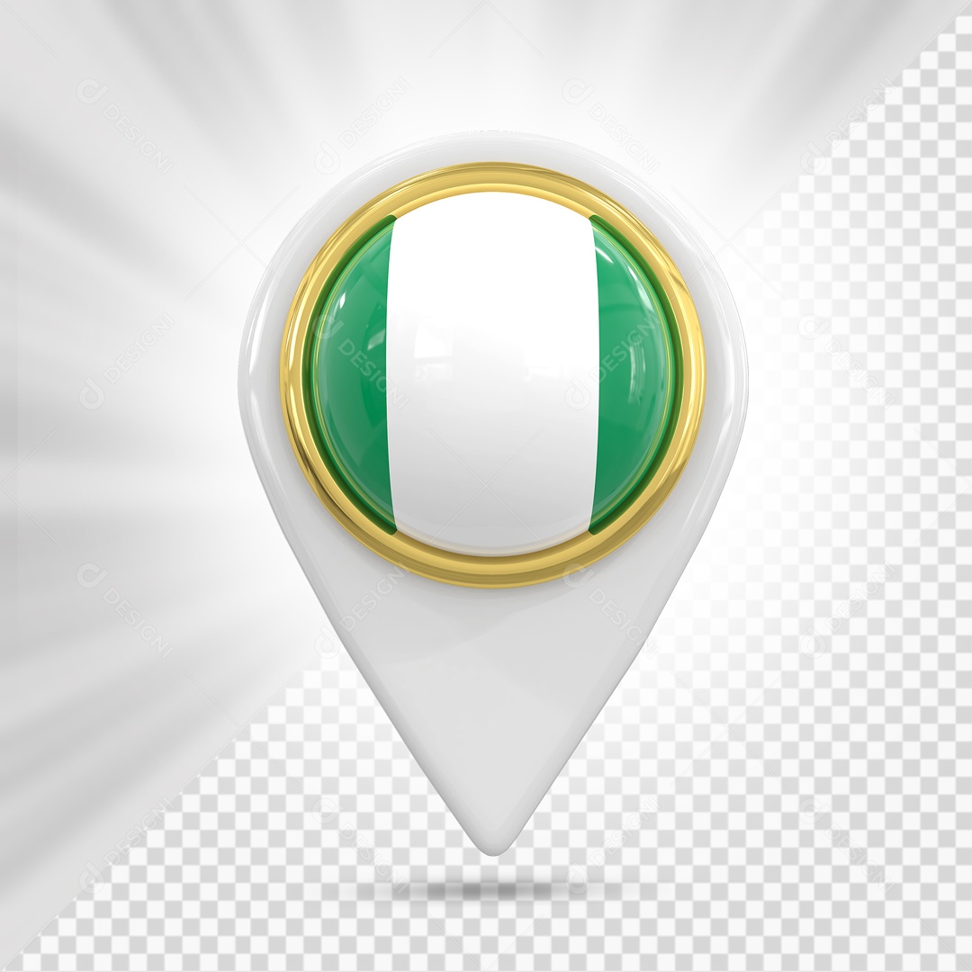 Pin De Localização Branco Com Bandeira De Nigéria Elemento 3D PSD