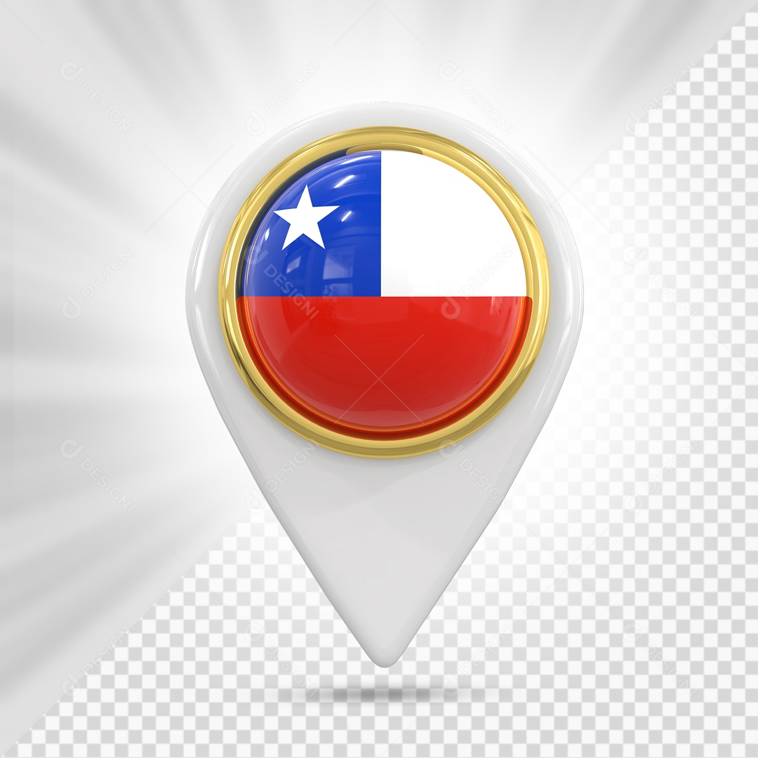 Pin De Localização Branco Com Bandeira Da Chile Elemento 3D PSD