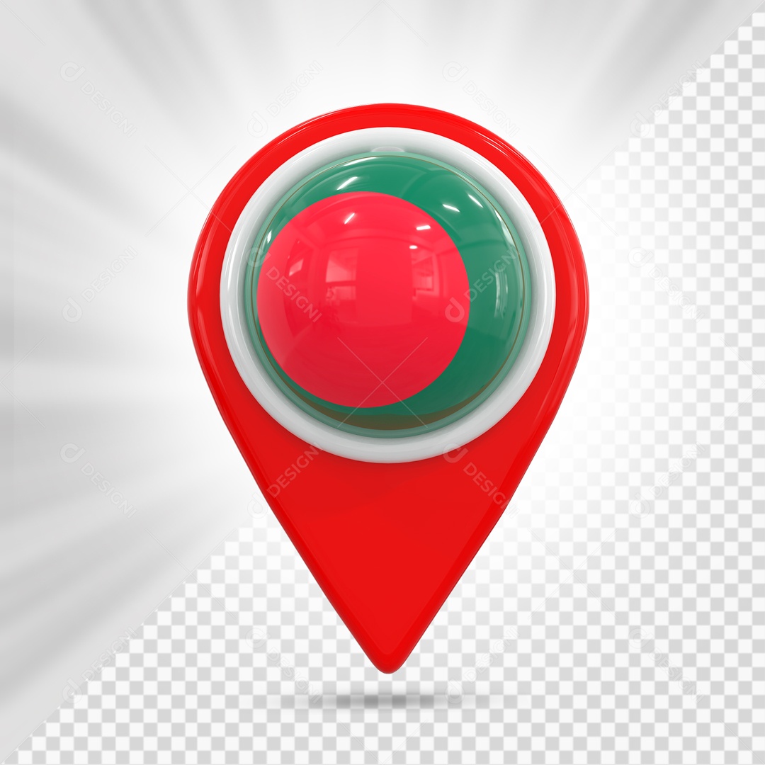 Pin De Localização Vermelho Com Bandeira Da Bangladesh Elemento 3D PSD