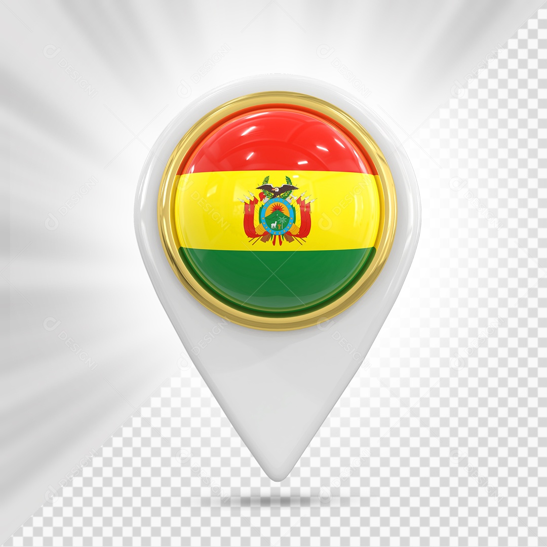 Pin De Localização Branco Com Bandeira De Bolívia Elemento 3D PSD