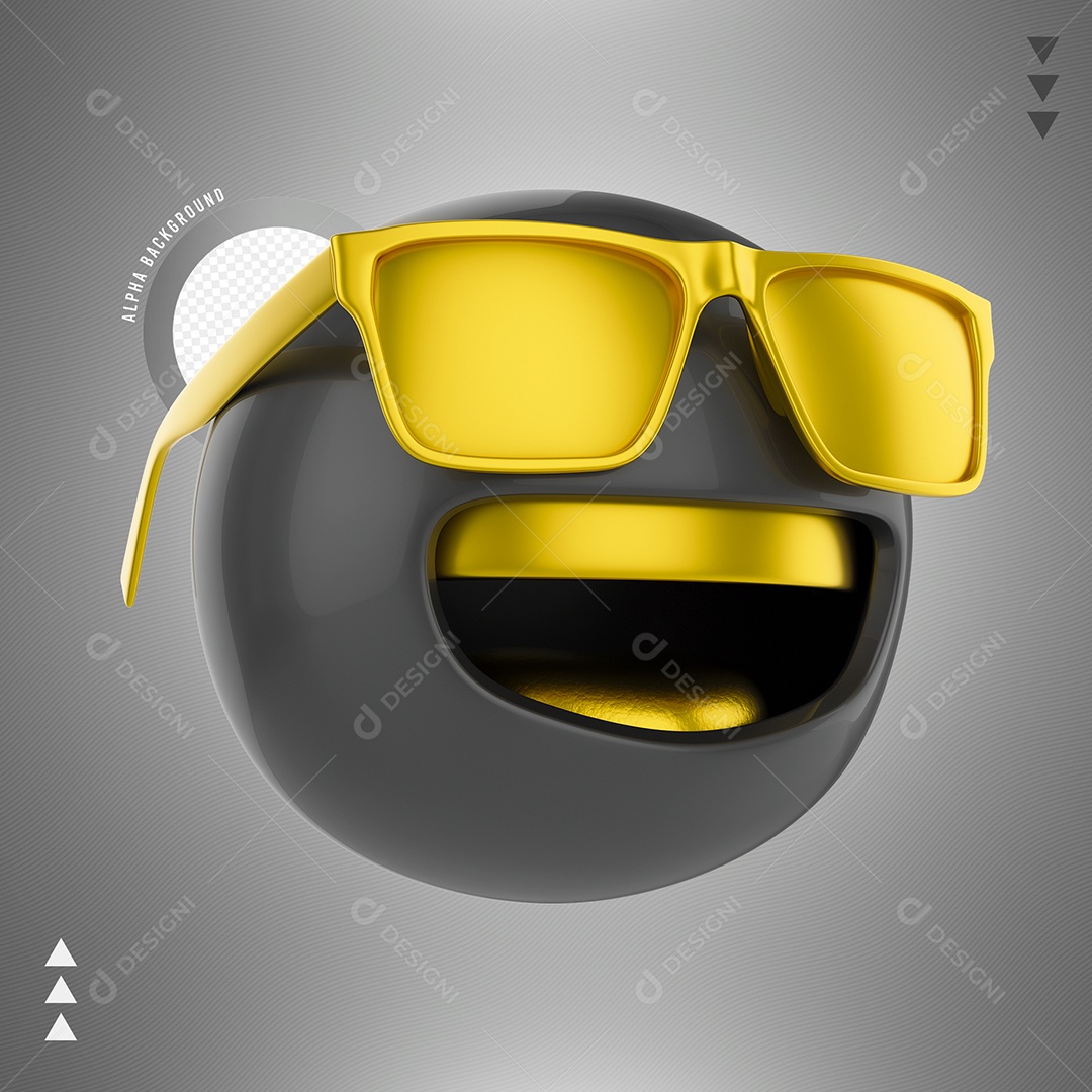 Emoji Preto De Óculos e Dentes de Ouro Elemento 3D Para Composição PSD