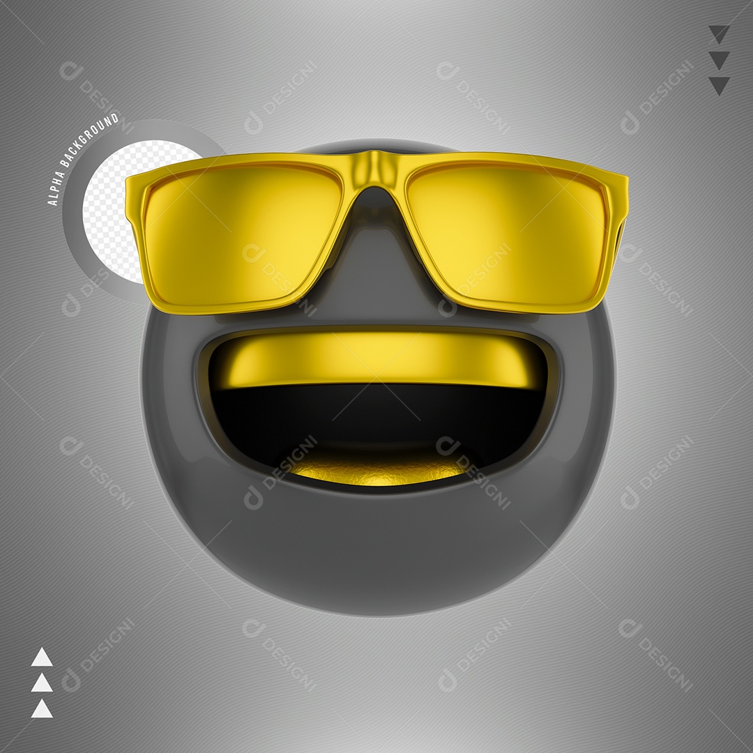 Emoji Preto De Óculos e Dentes de Ouro Elemento 3D Para Composição PSD