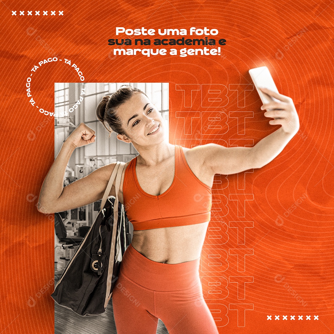 Poste Uma Foto Sua na Academia e Marque a Gente Social Media PSD Editável