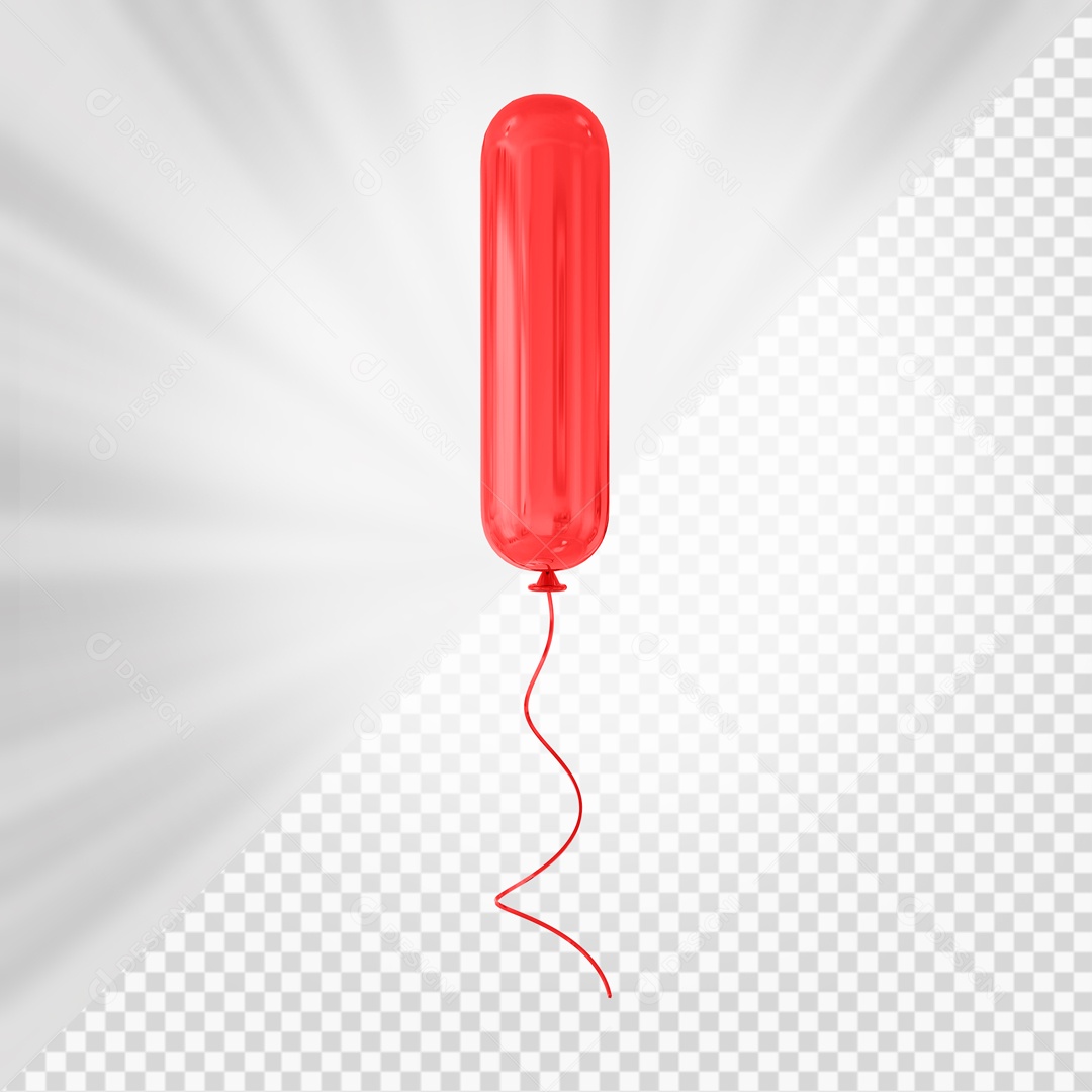 Balão De Festa Vermelho De Letra I Elemento 3D Para composição PSD