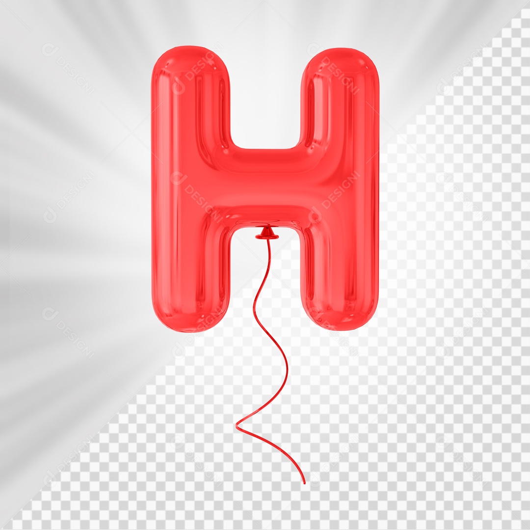 Red Letter H Party Balloon 3D Element For PSD Composition
