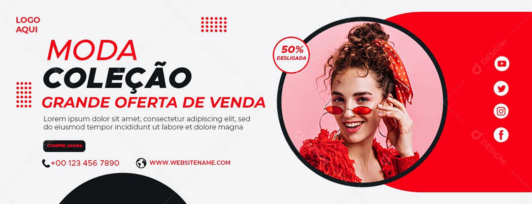 Banner Moda Coleção Grande Oferta de Venda Social Media PSD Editável