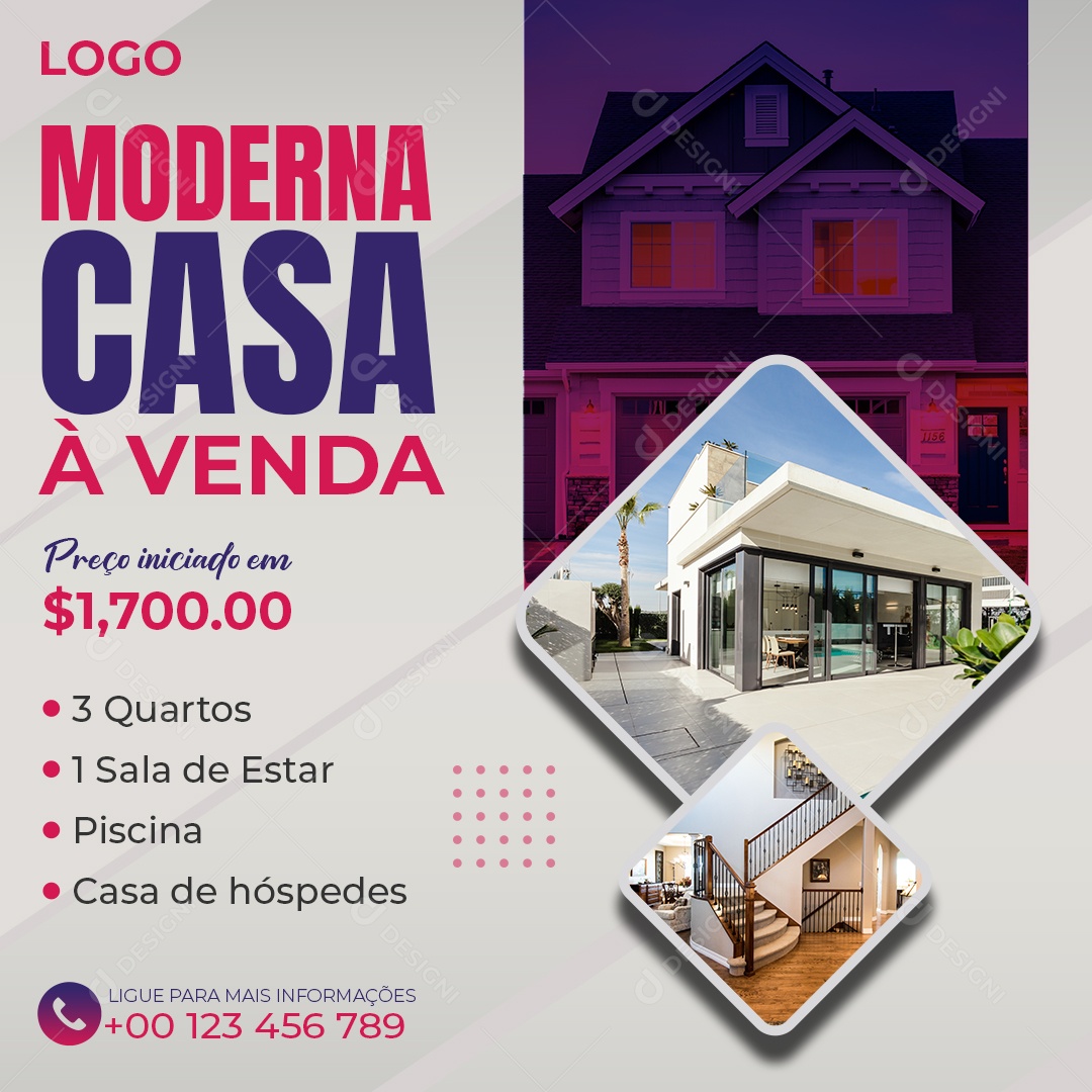 Moderna Casa a Venda Social Media PSD Editável