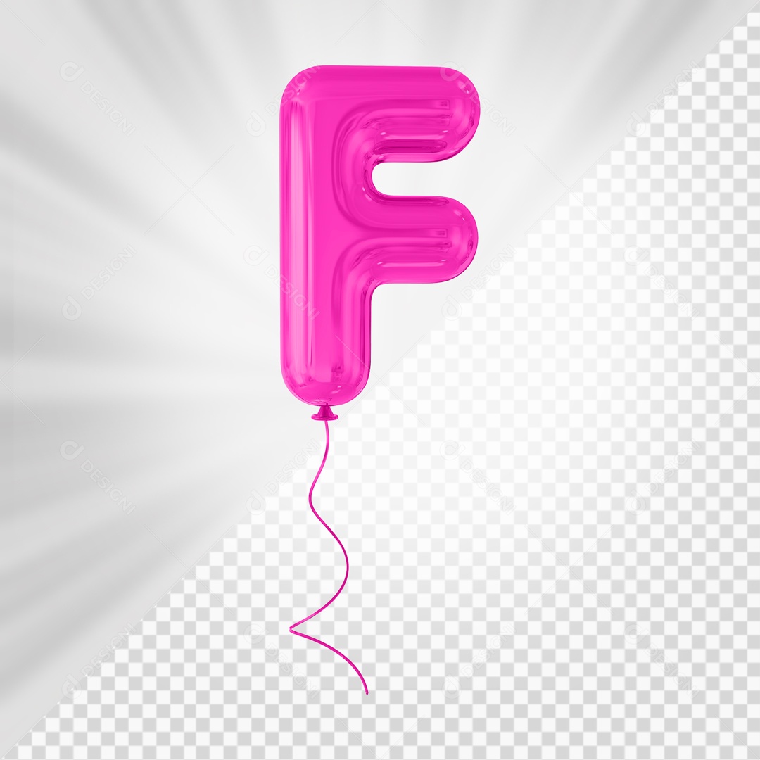Balão De Festa Rosa De Letra F Elemento 3D Para composição PSD