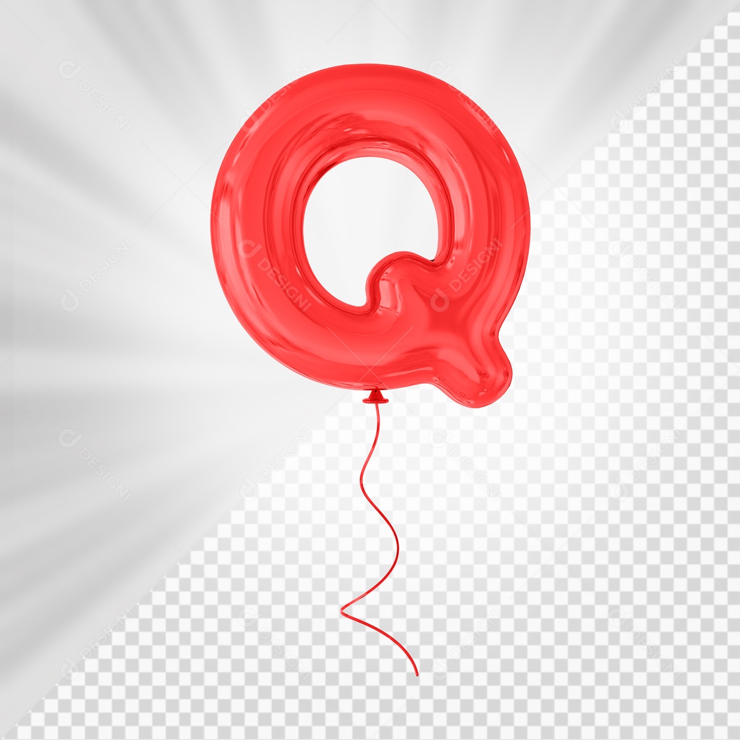 Balão De Festa Vermelho De Letra Q Elemento 3D Para composição PSD