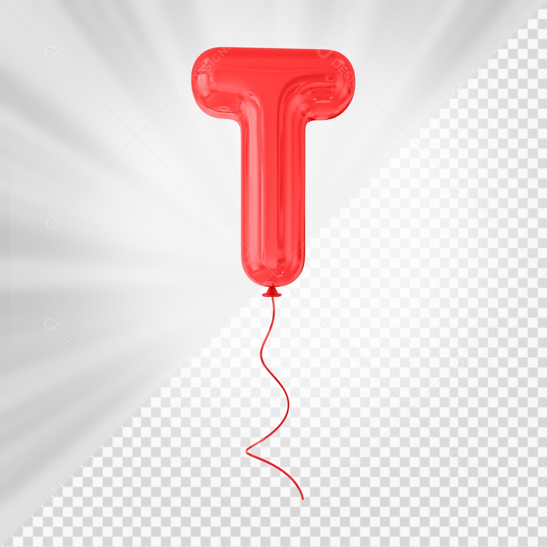 Balão De Festa Vermelho De Letra T Elemento 3D Para composição PSD