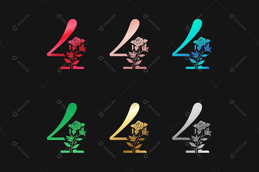 Número 4 Com Efeito Vetor EPS Editável