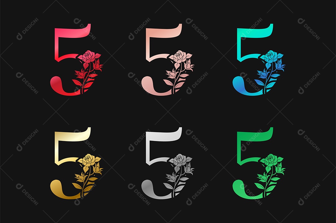 Número 5 Com Efeito Vetor EPS Editável