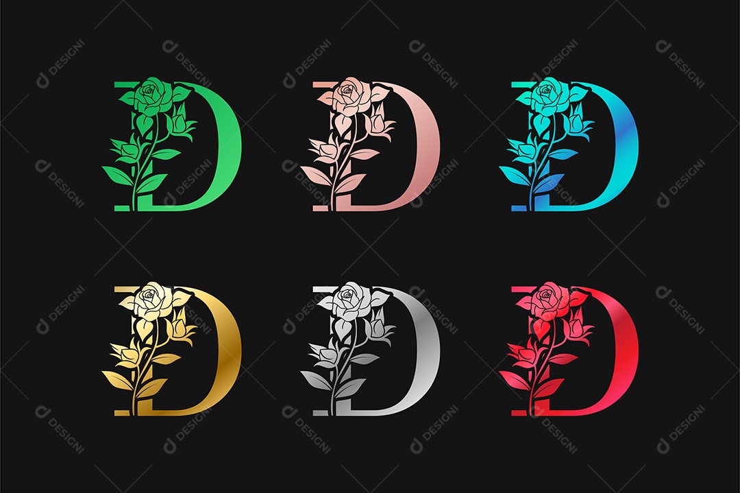 Alfabeto Letra D Com Efeito Vetor EPS Editável