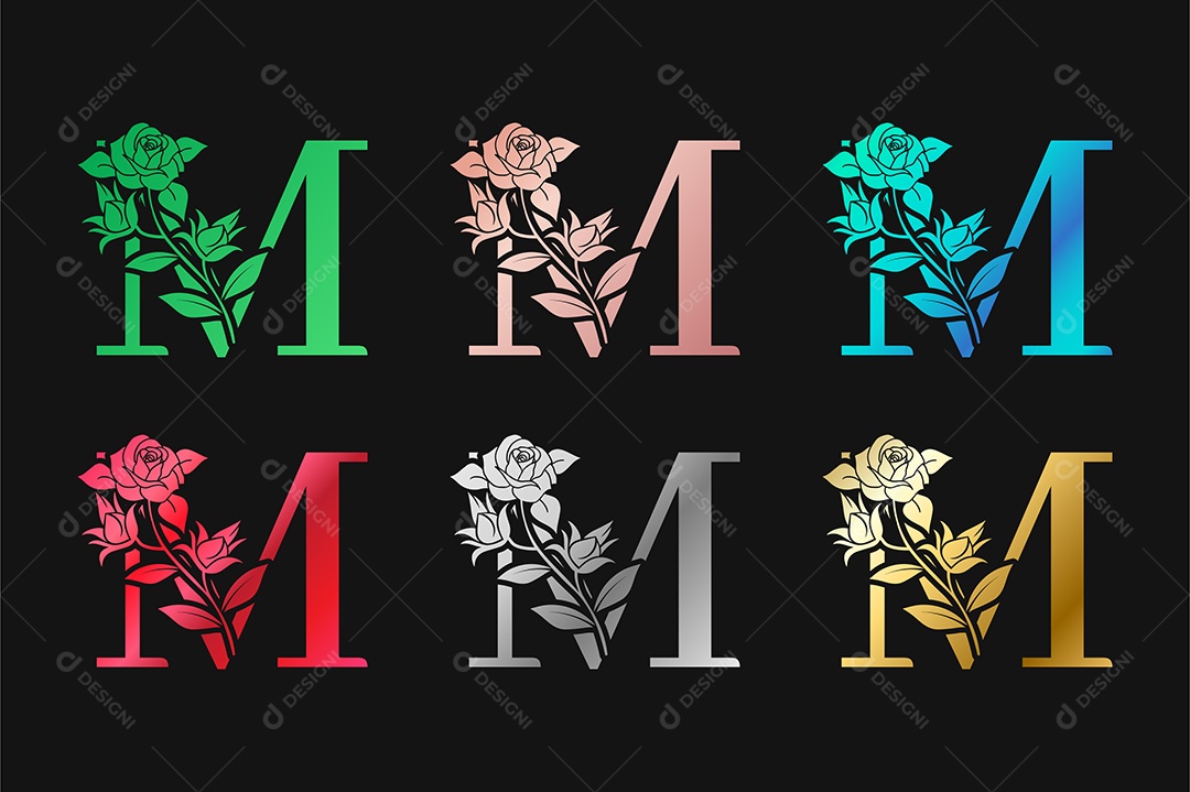 Alfabeto Letra M Com Efeito Vetor EPS Editável