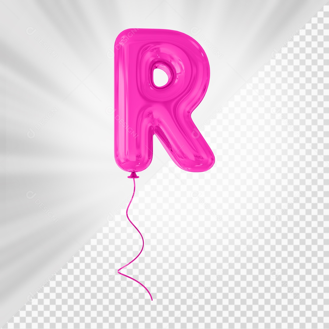 Balão De Festa Rosa De Letra R Elemento 3D Para composição PSD