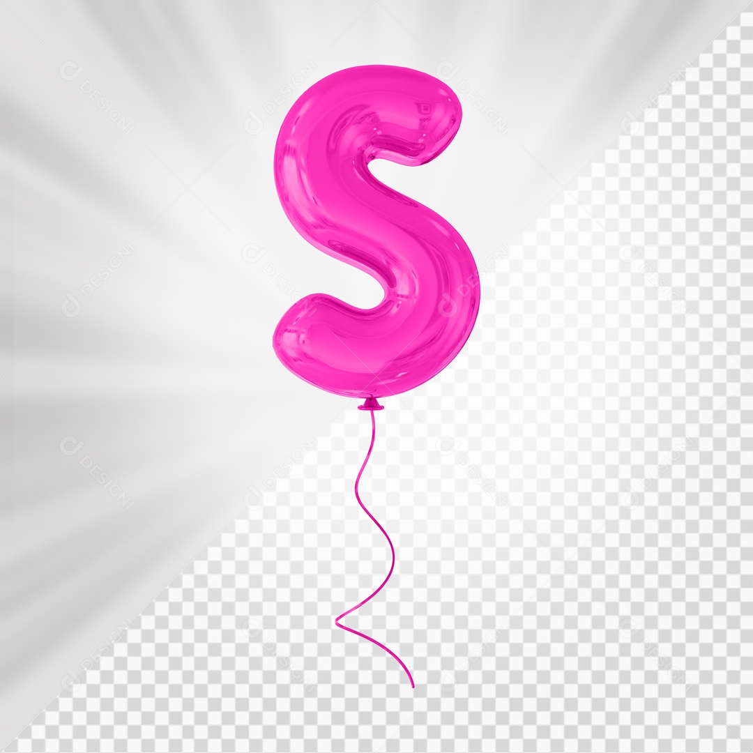 Balão De Festa Rosa De Letra S Elemento 3D Para composição PSD