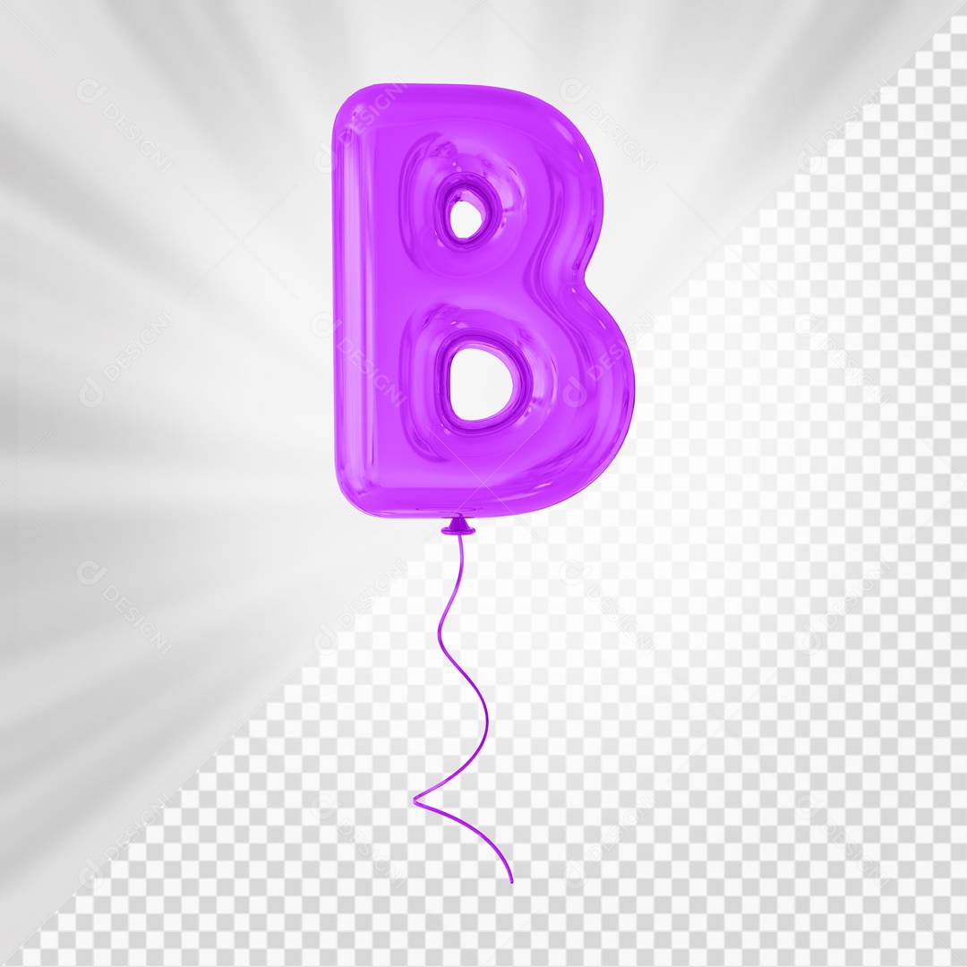 Balão De Festa Roxo De Letra B Elemento 3D Para composição PSD