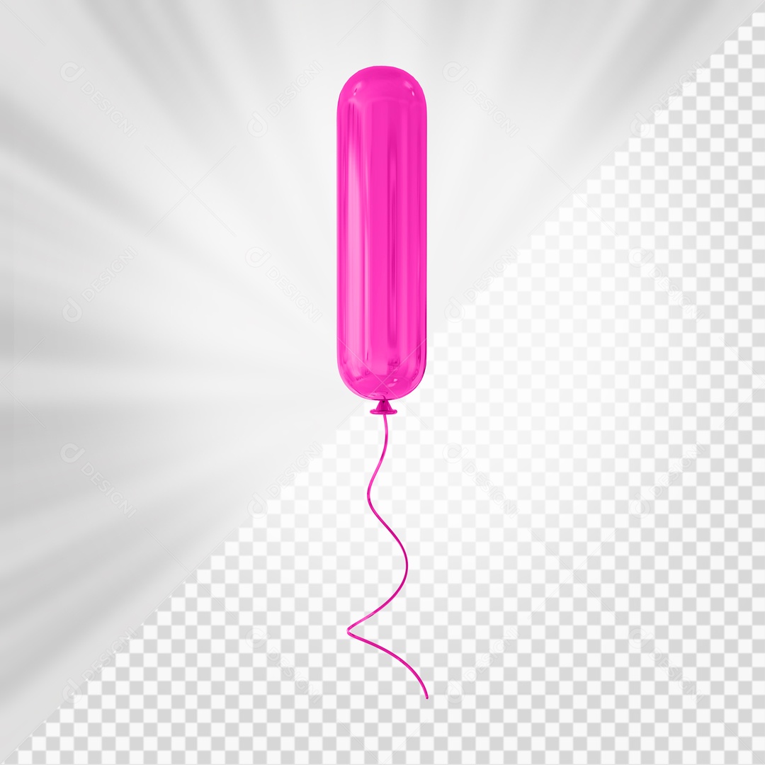 Balão De Festa Rosa De Letra I Elemento 3D Para composição PSD