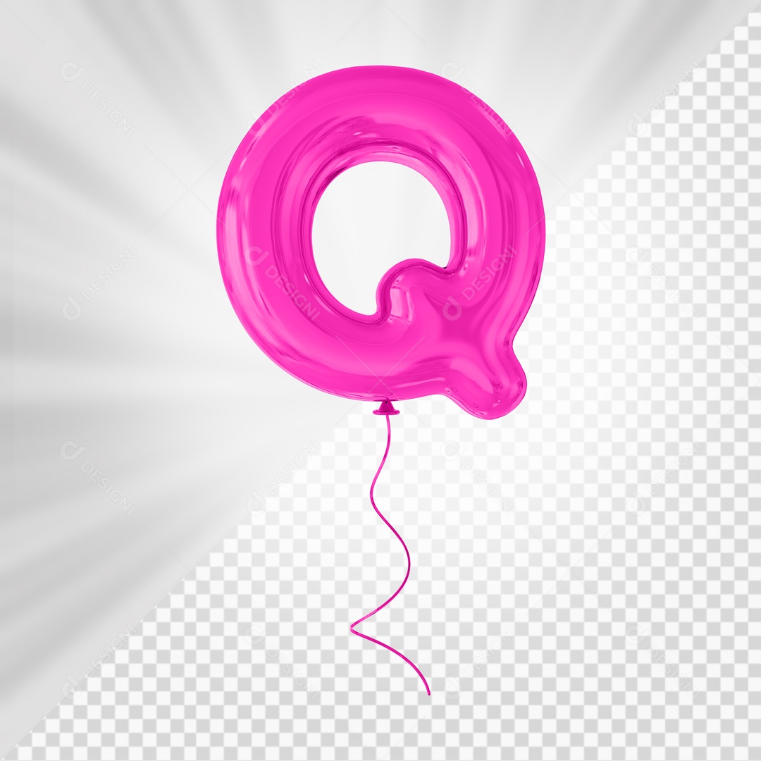 Balão De Festa Rosa De Letra Q Elemento 3D Para composição PSD