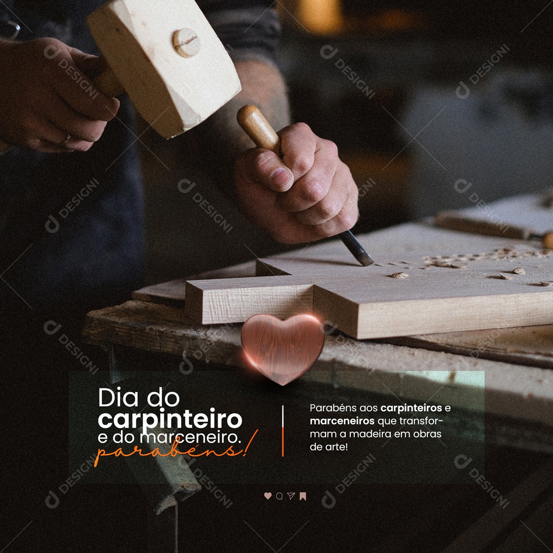 Dia do Carpinteiro e do Marceneiro 19 de Março Social Media PSD Editável
