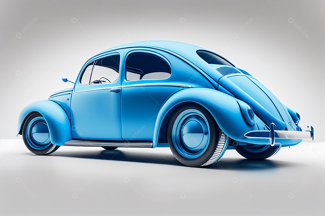 Belo fusca azul sobre fundo branco gerado por IA