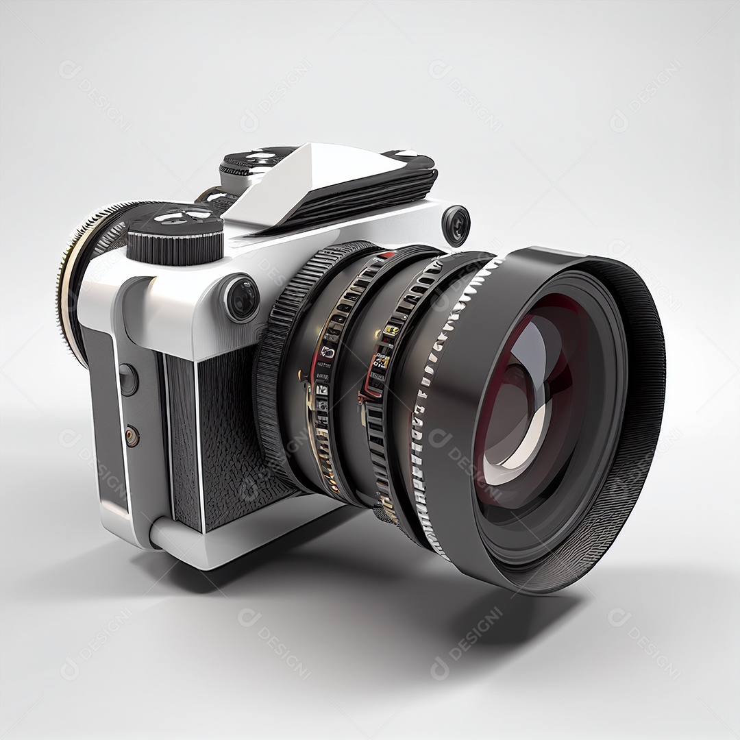 Belo retrato de câmera fotográfica profissional sobre fundo branco gerado por IA