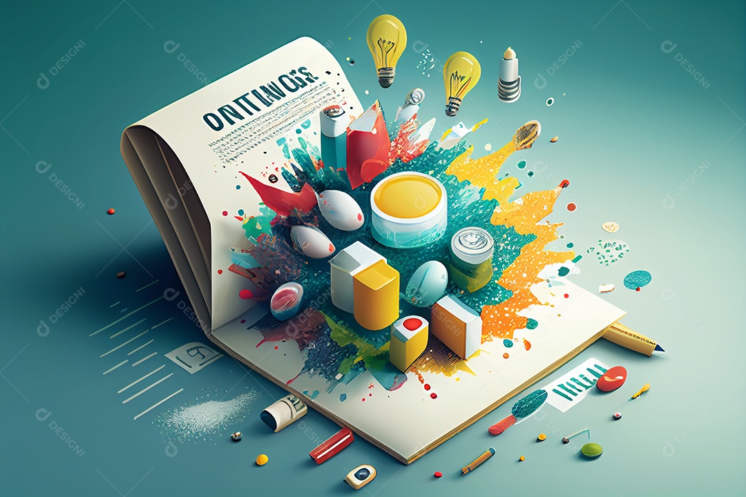 Lindo design de folha com conceito de ideia volta ás aulas sobre fundo gerado por IA