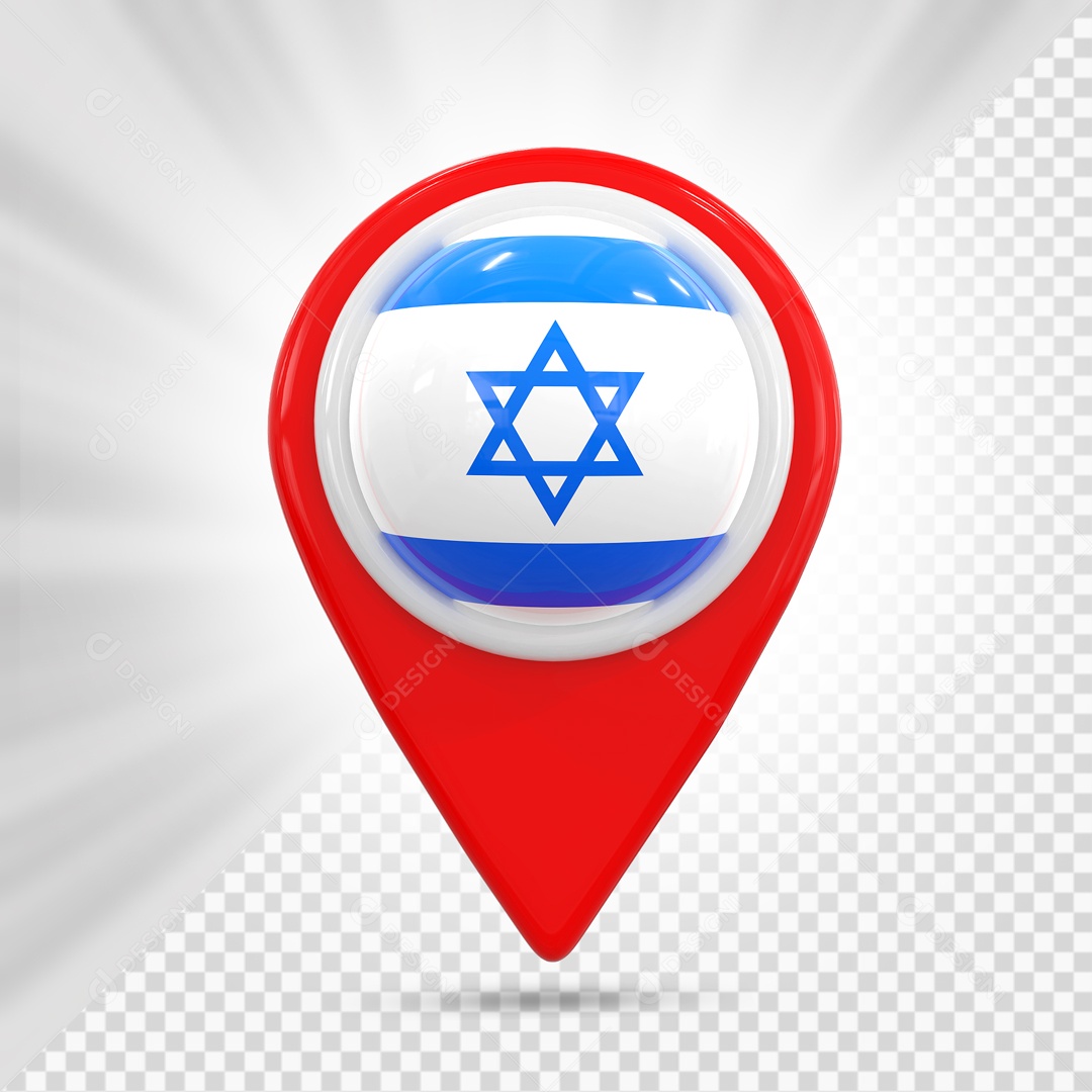 Pin De Localização Vermelho Com Bandeira De Israel Elemento 3D PSD