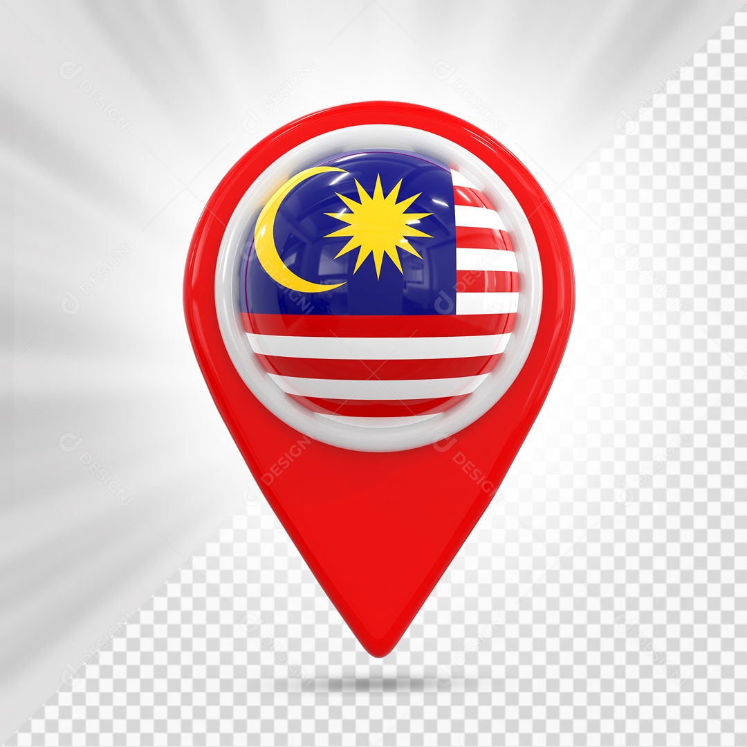 Pin De Localização Vermelho Com Bandeira De Malásia Elemento 3D PSD