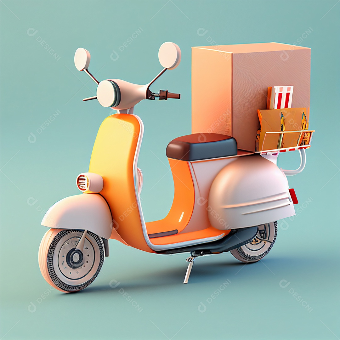 Scooter com grande carga de entrega em 3D background gerado por IA