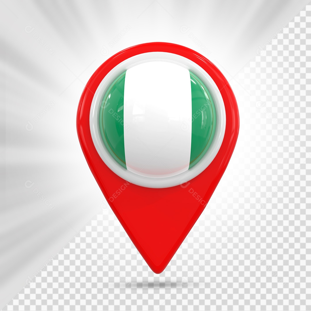 Pin De Localização Vermelho Com Bandeira De Nigéria Elemento 3D PSD