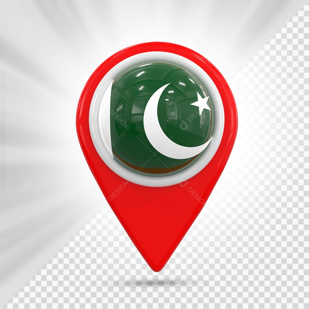 Pin De Localização Vermelho Com Bandeira De Paquistão Elemento 3D PSD