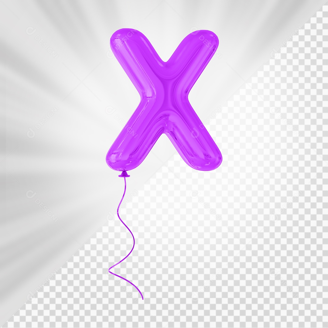 Balão De Festa Roxo De Letra X Elemento 3D Para composição PSD