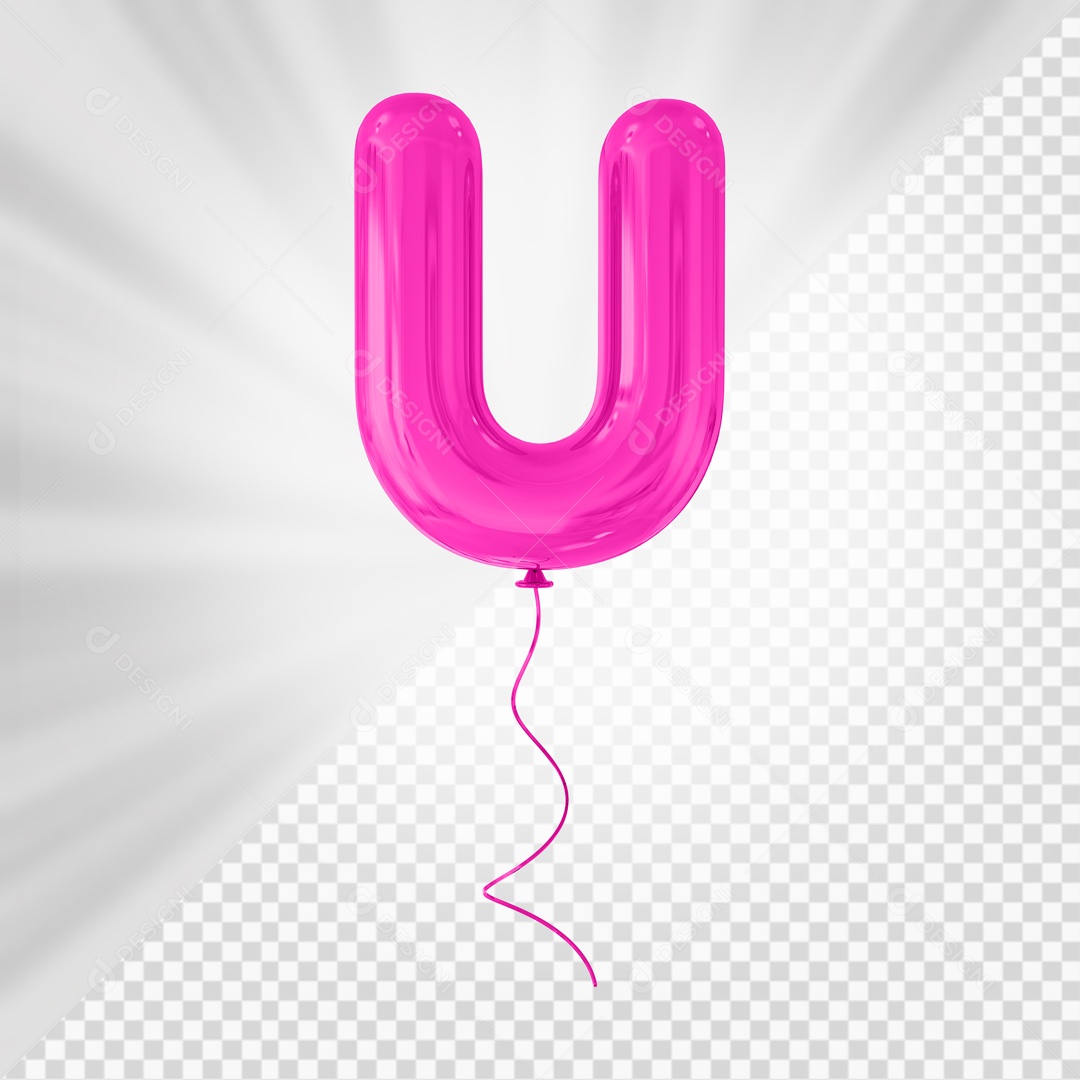 Balão De Festa Rosa De Letra U Elemento 3D Para composição PSD