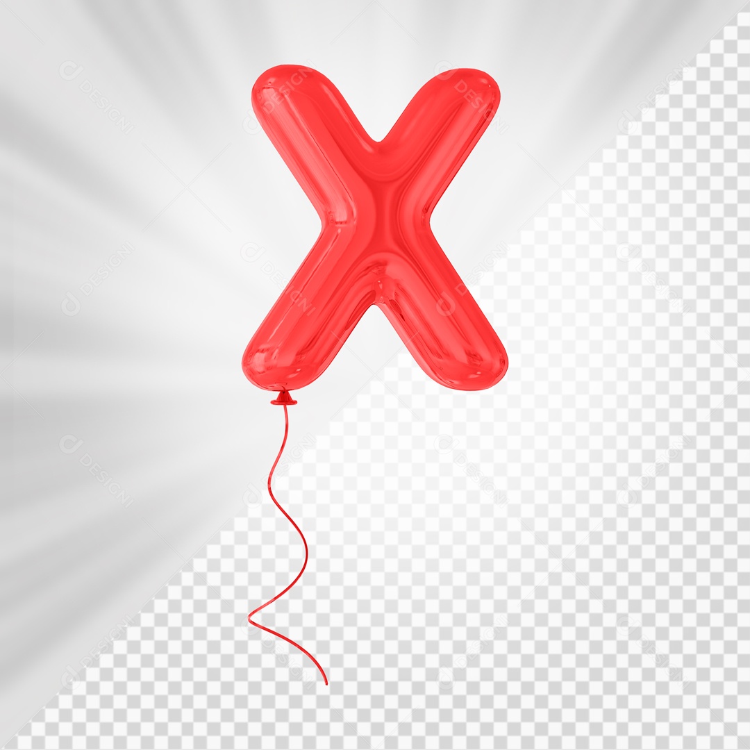 Balão De Festa Vermelho De Letra X Elemento 3D Para composição PSD