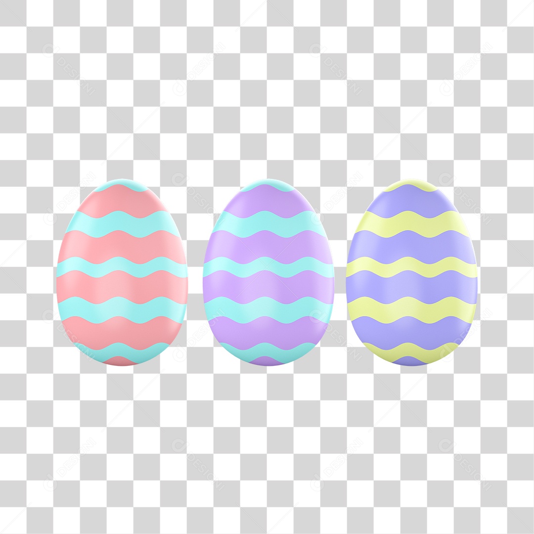 Ovos De Páscoa Colorido Elemento 3D Para Composição PNG Transparente