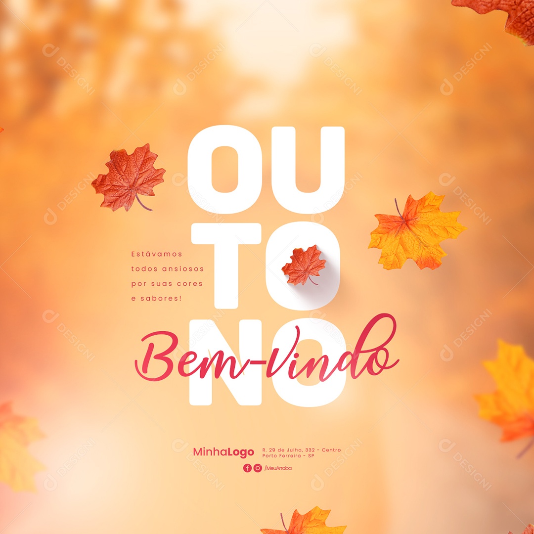 Estávamos Todos Ansiosos Por Suas Cores e Sabores Bem-Vindo Outono Social Media PSD Editável