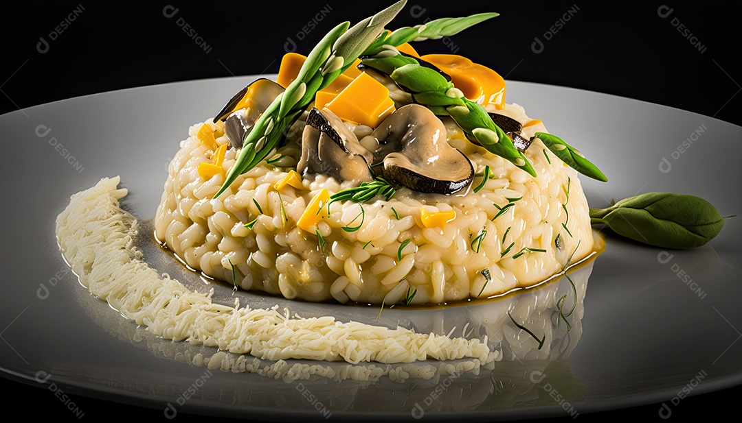 Ilustração de um prato de risoto.