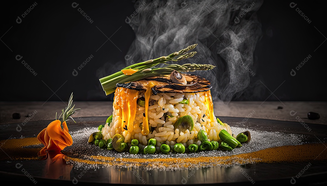 Ilustração de um prato de risoto.